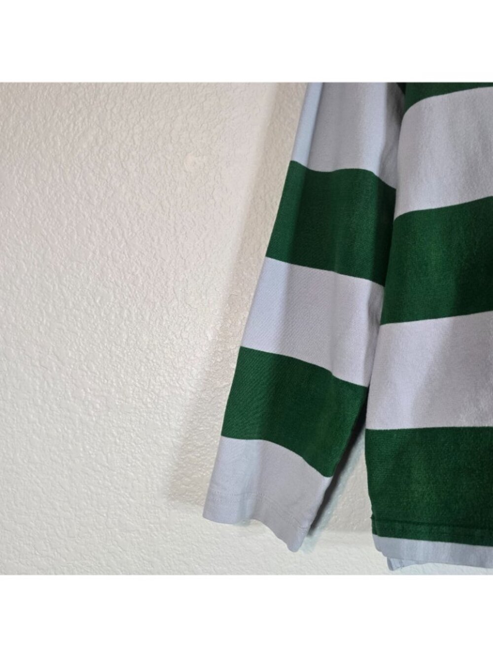 J Crew Always Polo Shirt Women Small Green Blue Rugby Striped Long Sleeve Preppy - Picture 7 of 8